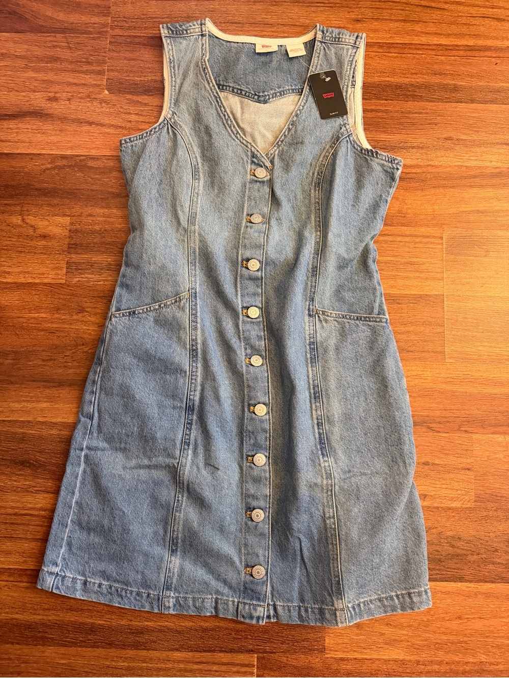 Levi's Light Blue Sleeveless Button-Front Denim Mini Dress